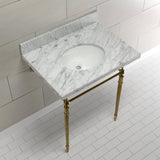 Edwardian 30" x 22" Console Sink with Brass Legs (8 - Inch, 3 Hole), Round Basin Sink - BUILDMYPLACE