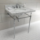 Edwardian 30" x 22" Console Sink with Brass Legs (8 - Inch, 3 Hole), Round Basin Sink - BUILDMYPLACE