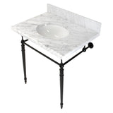 Edwardian 30" x 22" Console Sink with Brass Legs (8 - Inch, 3 Hole), Round Basin Sink - BUILDMYPLACE