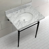 Edwardian 30" x 22" Console Sink with Brass Legs (8 - Inch, 3 Hole), Round Basin Sink - BUILDMYPLACE