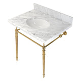 Edwardian 30" x 22" Console Sink with Brass Legs (8 - Inch, 3 Hole), Round Basin Sink - BUILDMYPLACE