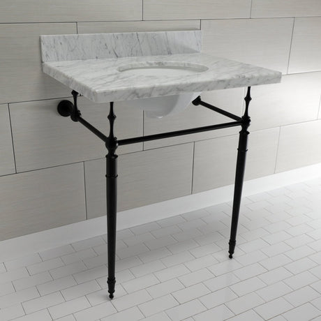 Edwardian 30" x 22" Console Sink with Brass Legs (8 - Inch, 3 Hole), Round Basin Sink - BUILDMYPLACE