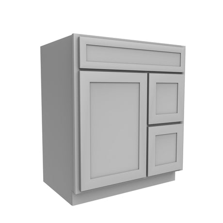 Elegant Dove - 1 Door 2 Drawer Vanity Sink Base Cabinet | 30"W x 34.5"H x 21"D - BUILDMYPLACE