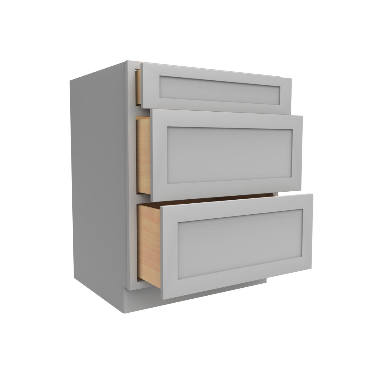 Elegant Dove - 3 Drawer Base Cabinet | 27"W x 34.5"H x 24"D - BUILDMYPLACE