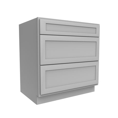 Elegant Dove - 3 Drawer Base Cabinet | 33"W x 34.5"H x 24"D - BUILDMYPLACE