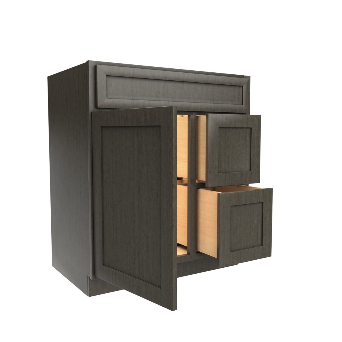 Elegant Smoky Grey - 1 Door 2 Drawer Vanity Sink Base Cabinet | 30"W x 34.5"H x 21"D - BUILDMYPLACE