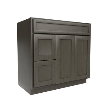 Elegant Smoky Grey - 2 Door 2 Drawer Vanity Sink Base Cabinet | 36