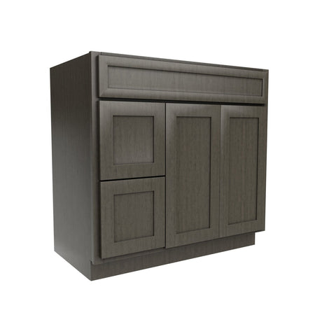 Elegant Smoky Grey - 2 Door 2 Drawer Vanity Sink Base Cabinet | 36"W x 34.5"H x 21"D - BUILDMYPLACE