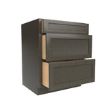 Elegant Smoky Grey - 3 Drawer Base Cabinet | 27"W x 34.5"H x 24"D - BUILDMYPLACE