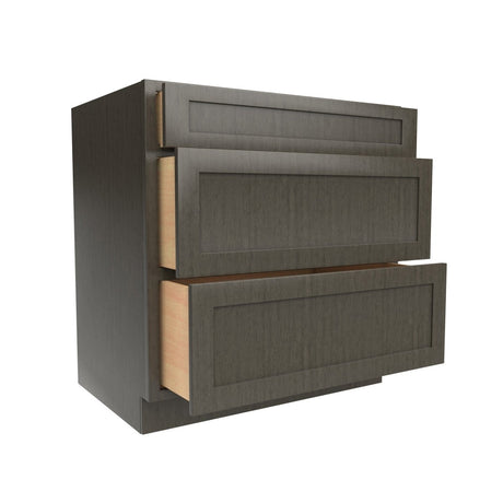 Elegant Smoky Grey - 3 Drawer Base Cabinet | 33"W x 34.5"H x 24"D - BUILDMYPLACE