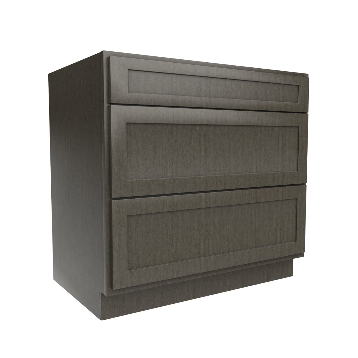 Elegant Smoky Grey - 3 Drawer Base Cabinet | 36"W x 34.5"H x 24"D - BUILDMYPLACE