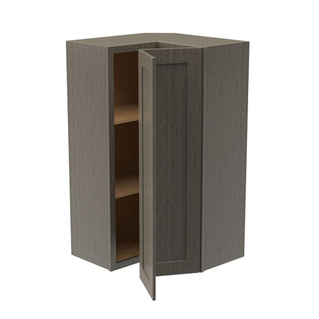 Elegant Smoky Grey - Corner Wall Cabinet | 24"W x 42"H x 12"D - BUILDMYPLACE