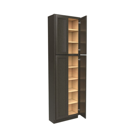 Elegant Smoky Grey - Double Door Utility Cabinet | 24"W x 84"H x 12"D - BUILDMYPLACE