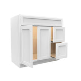 Elegant White - 2 Door 2 Drawer Vanity Sink Base Cabinet | 36"W x 34.5"H x 21"D - BUILDMYPLACE