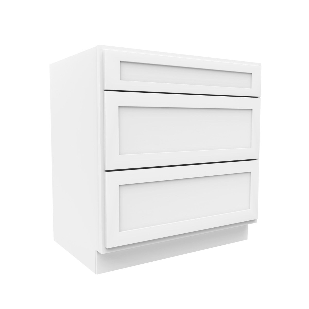 Elegant White - 3 Drawer Base Cabinet | 33"W x 34.5"H x 24"D - BUILDMYPLACE