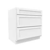 Elegant White - 3 Drawer Base Cabinet | 33"W x 34.5"H x 24"D - BUILDMYPLACE