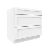 Elegant White - 3 Drawer Base Cabinet | 36"W x 34.5"H x 24"D - BUILDMYPLACE