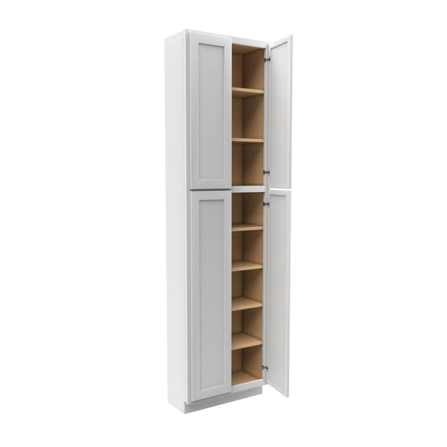 Elegant White - Double Door Utility Cabinet | 24"W x 90"H x 12"D - BUILDMYPLACE