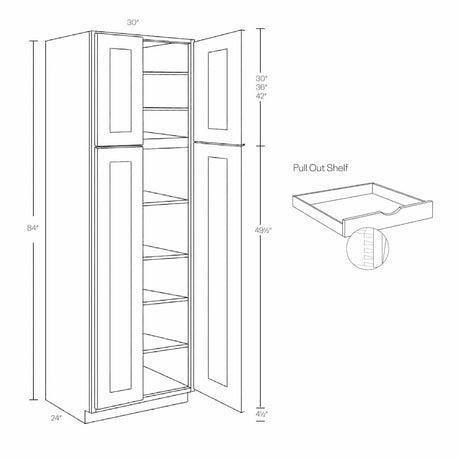 Elegant White - Double Door Utility Cabinet | 30"W x 84"H x 24"D - BUILDMYPLACE