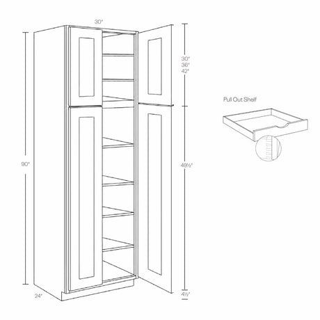 Elegant White - Double Door Utility Cabinet | 30"W x 90"H x 24"D - BUILDMYPLACE