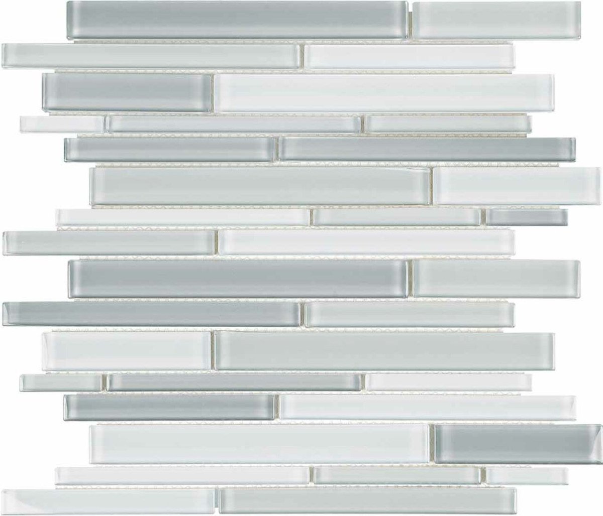 Element Grey Random Strip Glossy Glass Mosaic - BUILDMYPLACE