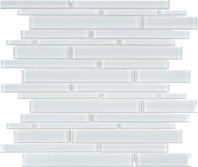 Element Ice Random Strip Glossy Glass Mosaic - BUILDMYPLACE