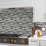 Element Mineral Blend Random Strip Glossy Glass Mosaic - BUILDMYPLACE