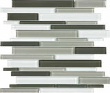 Element Mineral Blend Random Strip Glossy Glass Mosaic - BUILDMYPLACE