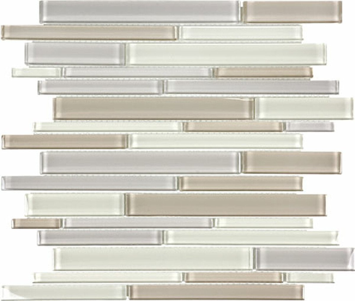 Element Natural Blend Random Strip Glossy Glass Mosaic - BUILDMYPLACE