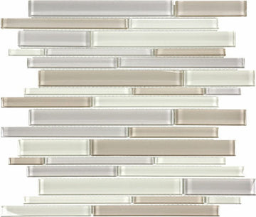 Element Natural Blend Random Strip Glossy Glass Mosaic