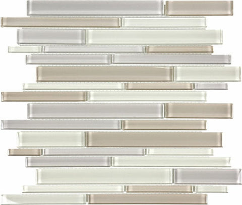 Element Natural Blend Random Strip Glossy Glass Mosaic