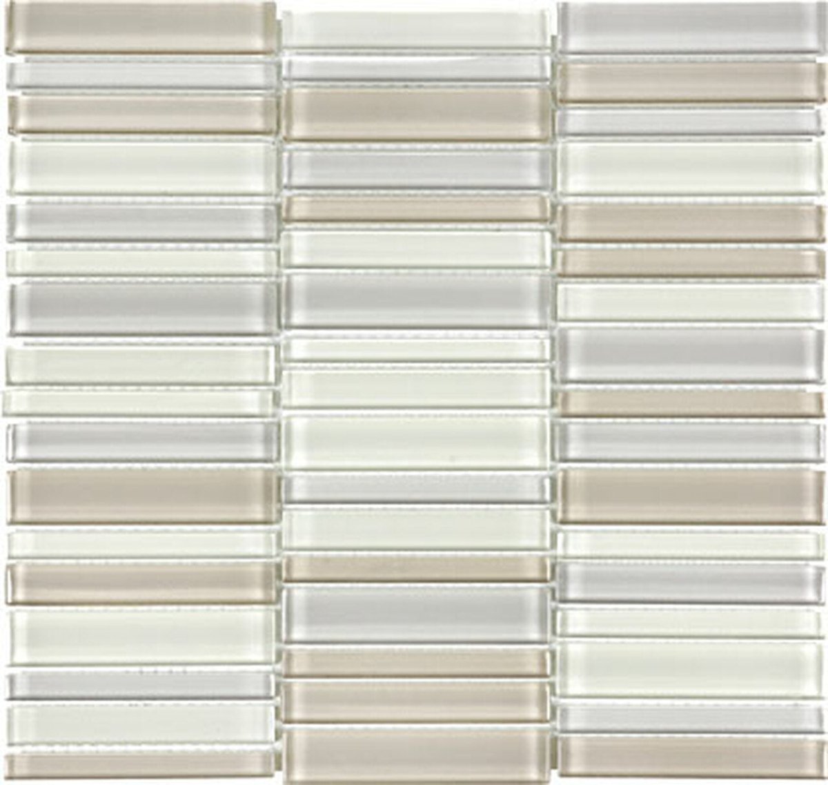 Element Natural Blend Stacked Glossy Glass Mosaic - BUILDMYPLACE