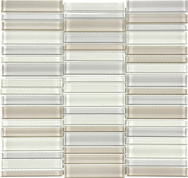 Element Natural Blend Stacked Glossy Glass Mosaic - BUILDMYPLACE