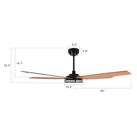 ELIRA 52 inch 5 - Blade Smart Ceiling Fan with LED Light & Remote - LEDMyPlace