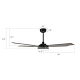 ELIRA 56 inch 5 - Blade Smart Ceiling Fan with Remote & LED Light - LEDMyPlace