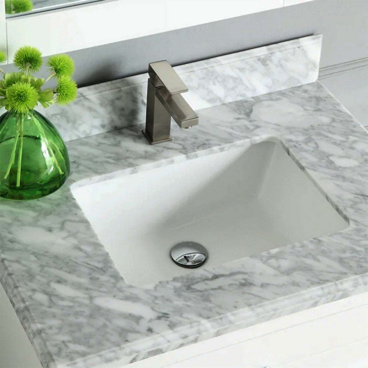 Elizabeth Freestanding Solid Wood White Bathroom Vanity with Carrara Natural Marble Sink Top with 4 In. Backsplash - BUILDMYPLACE