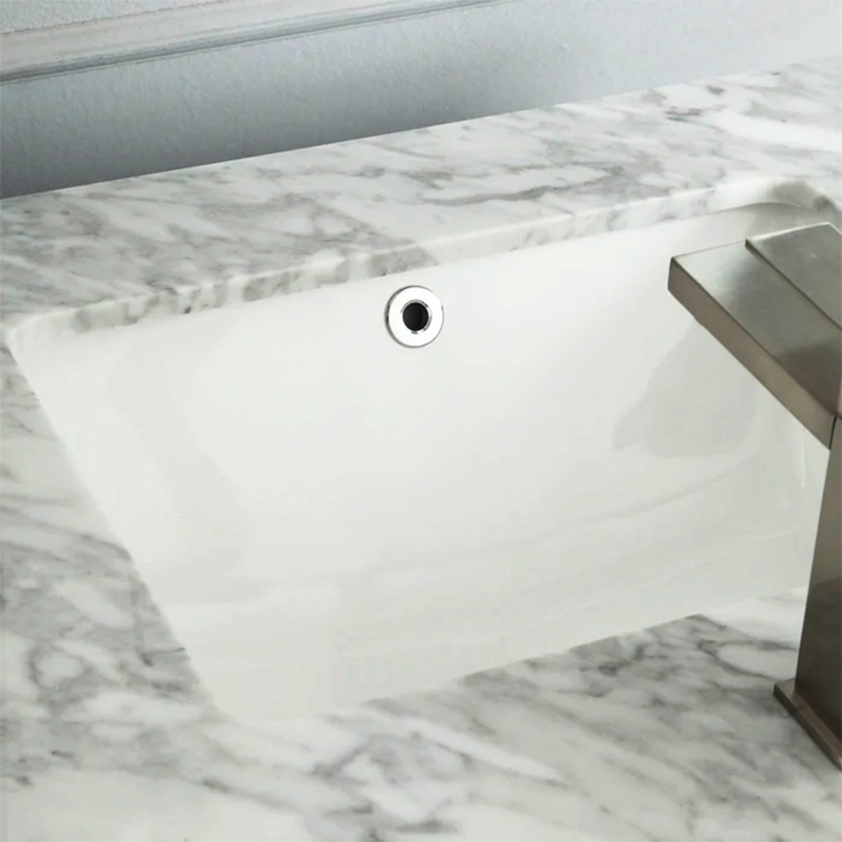 Elizabeth Freestanding Solid Wood White Bathroom Vanity with Carrara Natural Marble Sink Top with 4 In. Backsplash - BUILDMYPLACE