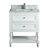 Elizabeth Freestanding Solid Wood White Bathroom Vanity with Carrara Natural Marble Sink Top with 4 In. Backsplash - BUILDMYPLACE