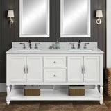 Elizabeth Freestanding Solid Wood White Bathroom Vanity with Carrara Natural Marble Sink Top with 4 In. Backsplash - BUILDMYPLACE