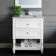 Elizabeth Freestanding Solid Wood White Bathroom Vanity with Carrara Natural Marble Sink Top with 4 In. Backsplash - BUILDMYPLACE