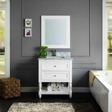 Elizabeth Freestanding Solid Wood White Bathroom Vanity with Carrara Natural Marble Sink Top with 4 In. Backsplash - BUILDMYPLACE