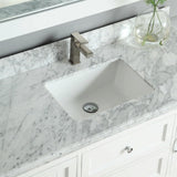 Elizabeth Freestanding Solid Wood White Bathroom Vanity with Carrara Natural Marble Sink Top with 4 In. Backsplash - BUILDMYPLACE