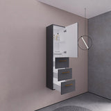 Elsa Modern Floating / Wall Mounted Bathroom Linen Side Cabinet With 1 Door and 3 Drawers - BUILDMYPLACE