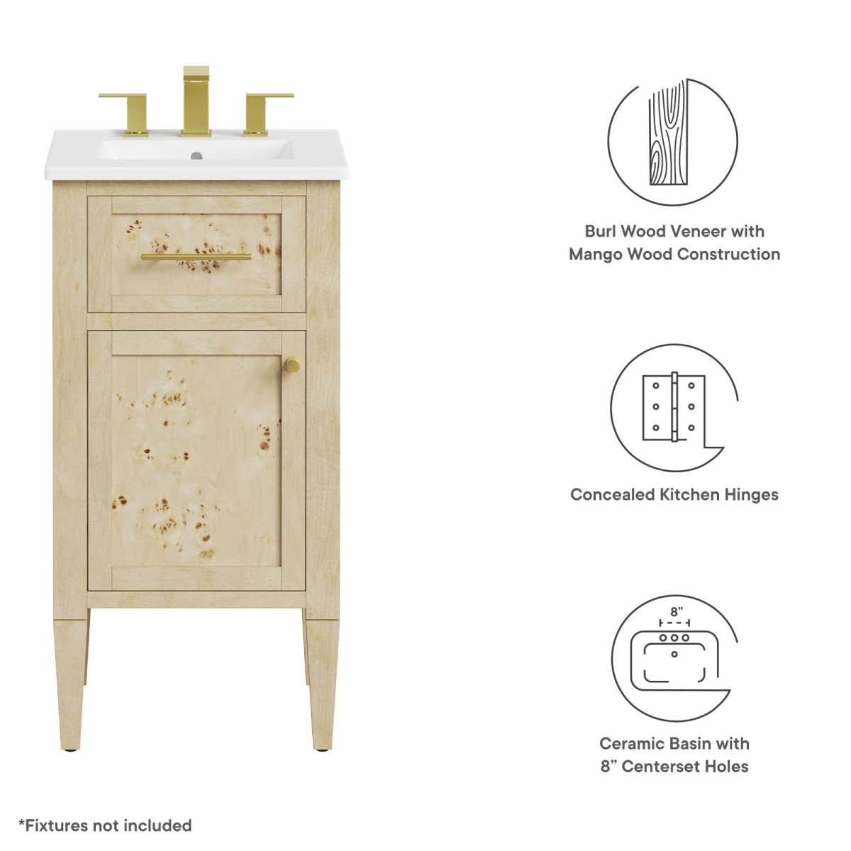 Elysian 18" Wood Bathroom Vanity - BUILDMYPLACE