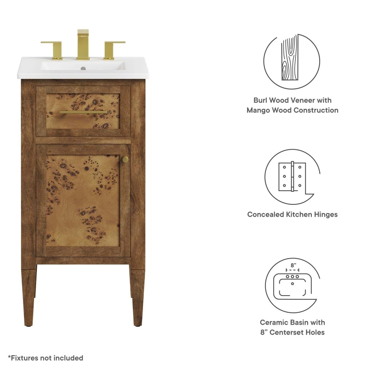 Elysian 18" Wood Bathroom Vanity - BUILDMYPLACE