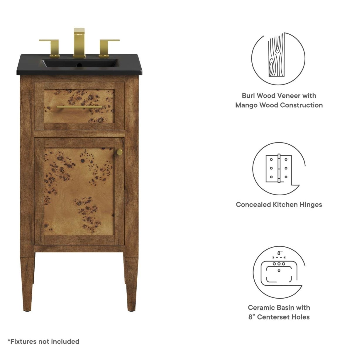 Elysian 18" Wood Bathroom Vanity - BUILDMYPLACE