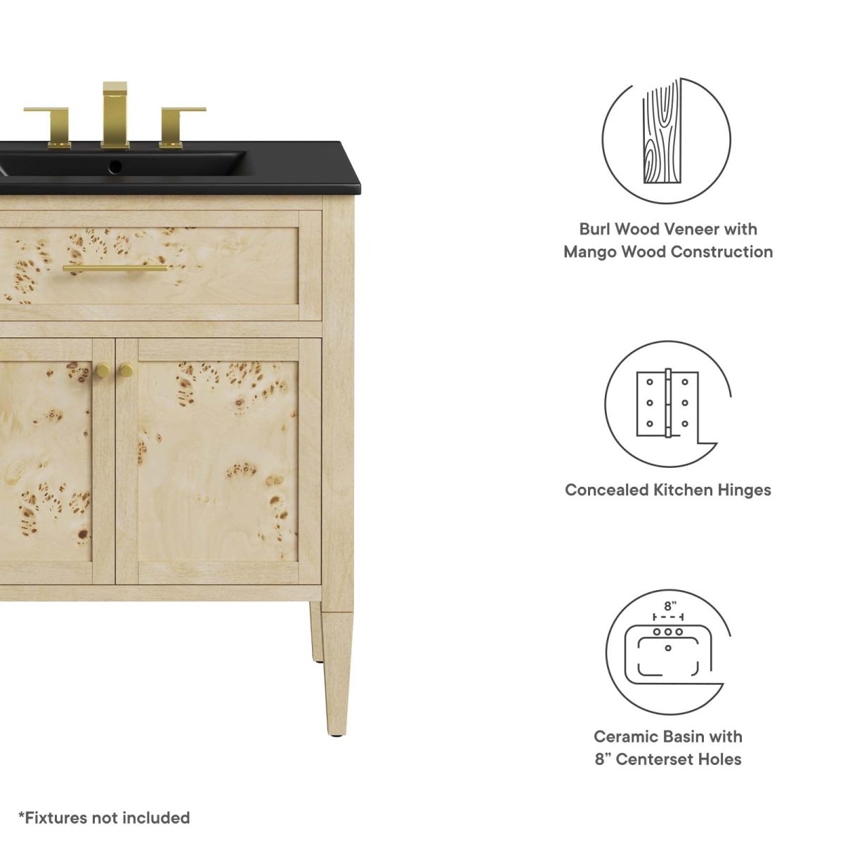 Elysian 30" Wood Bathroom Vanity - BUILDMYPLACE