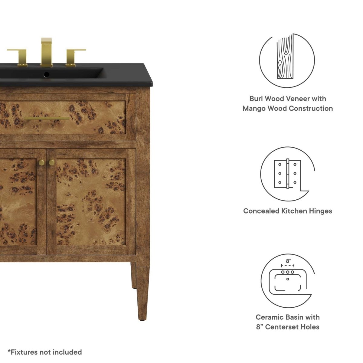 Elysian 30" Wood Bathroom Vanity - BUILDMYPLACE