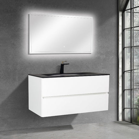 Emily Wall Mounted Vanity - White with Reinforced Sink - BUILDMYPLACE