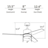 EMPIRE 52 inch 3 - Blade Ceiling Fan with LED Light & Pull Chain - LEDMyPlace